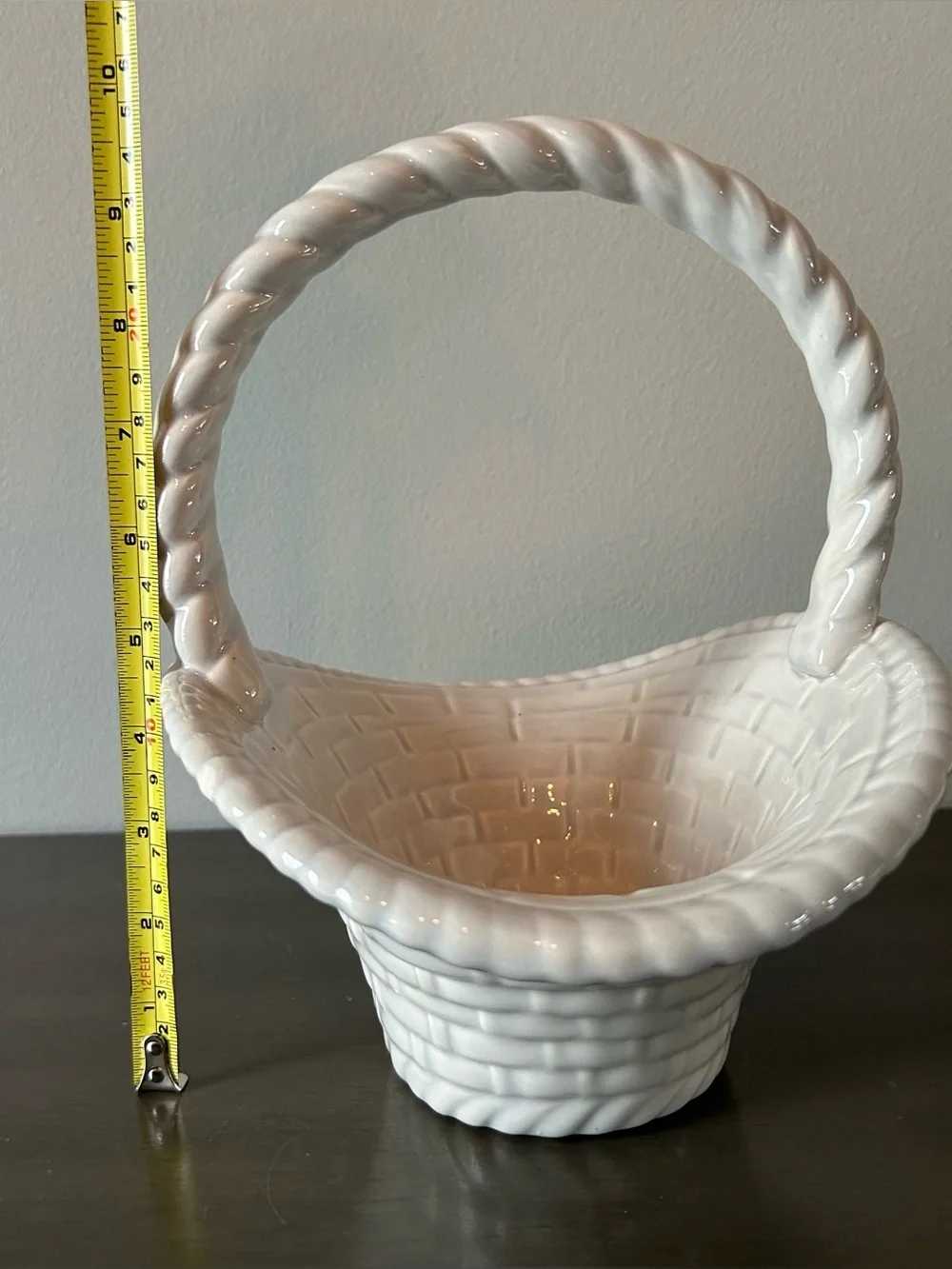 Vintage White Ceramic Basket